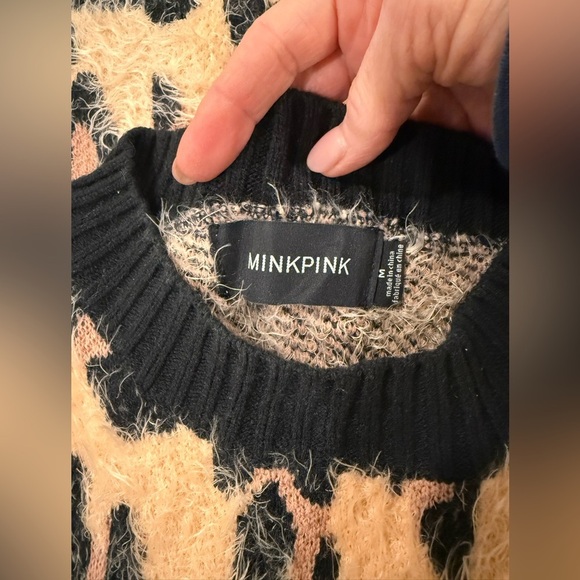 MinkPink fuzzy leopard print sweater, medium. So cozy and warm!​ - Picture 2 of 5